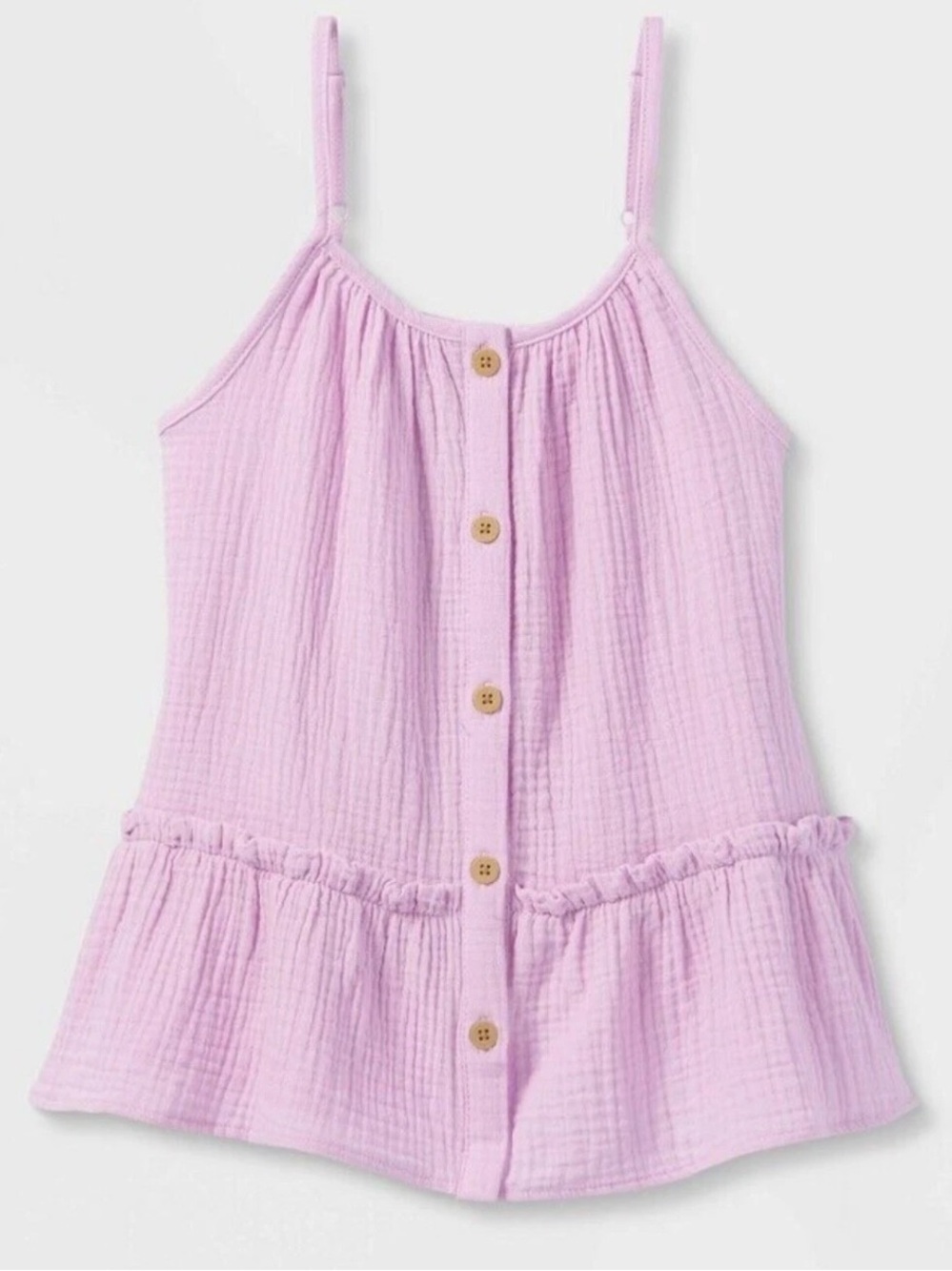 Girls' Woven Gauze Tier Tank Top - Cat & Jack Light Purple Size Medium 7/8